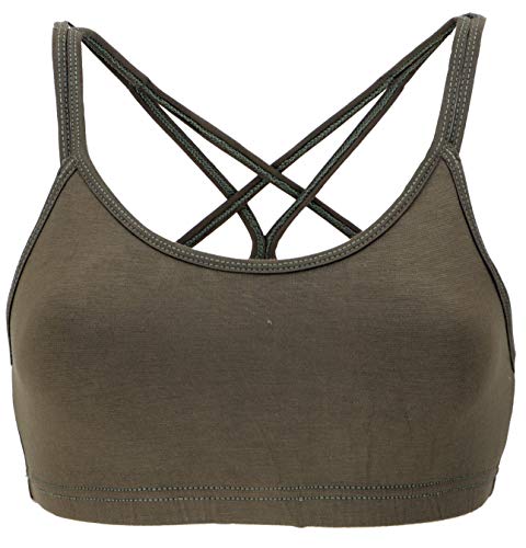 GURU SHOP Goa Psytrance Bikini Top, Top, Yoga Bra, Yogatop, Olivgrün, Synthetisch, Size:M/L (38) von GURU SHOP