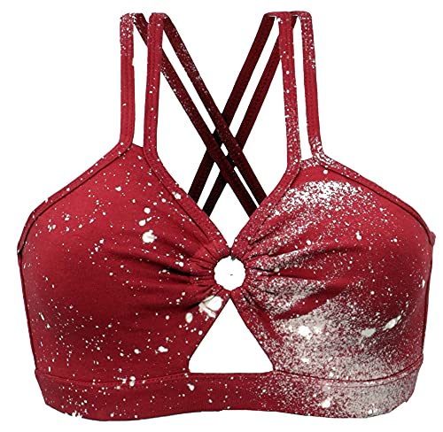 GURU SHOP Goa Psytrance Bikini Top, Yoga Bra, Maroon, Baumwolle, Size:L (40) von GURU SHOP