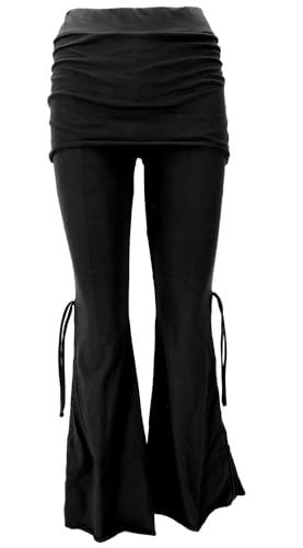 GURU SHOP Goa Psytrance Hose, Sommerhose, Yogahose, Festivalhose, Schlaghose - Schwarz, Damen, Baumwolle, Size:M von GURU SHOP