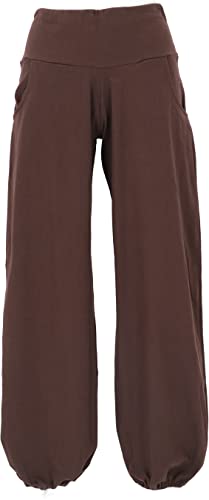 GURU SHOP Goa Psytrance Hose, Sommerhose, Yogahose, Pluderhose, Dunkelbraun, Baumwolle, Size:L (40) von GURU SHOP