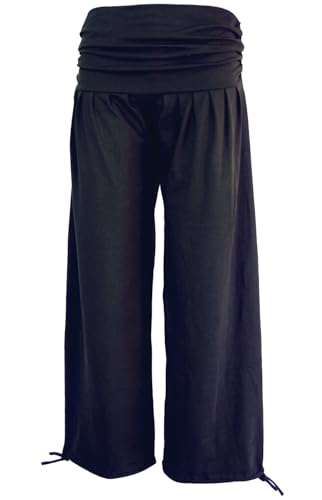 GURU SHOP Goa Psytrance Hose, Sommerhose, Yogahose, Pluderhose - Schwarz, Damen, Baumwolle, Size:S von GURU SHOP