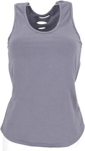 GURU SHOP Goa Psytrance Top, Pixi Top, Rückenfreies Boho Top - Taubenblau, Damen, Baumwolle, Size:S von GURU SHOP