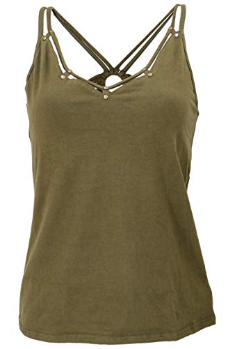 GURU SHOP Goa Psytrance Top, Pixi Top, Top, Olivgrün, Baumwolle, Size:M/L (38) von GURU SHOP