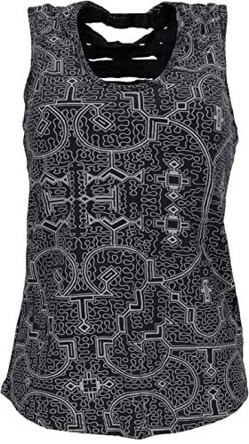 GURU SHOP Goa Psytrance Top, Pixi Top, Top - Schwarz, Baumwolle, Size:L (40) von GURU SHOP