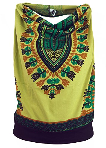 GURU SHOP Goa Top, Dashiki Psytrance Neckholder Top, Lemon, Baumwolle, Size:M/L (38/40) von GURU SHOP