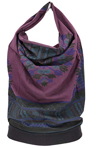 GURU SHOP Goa Top, Dashiki Psytrance Neckholder Top, Plum, Baumwolle, Size:M/L (38/40) von GURU SHOP