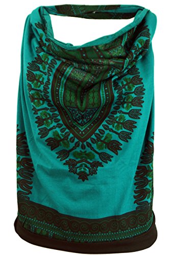 GURU SHOP Goa Top, Dashiki Psytrance Neckholder Top, Petrol, Baumwolle, Size:S/M (34/36) von GURU SHOP