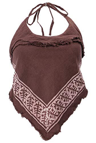 GURU SHOP Goa Top, Psytrance, Bedrucktes Bandeau Top, Damen, Braun, Baumwolle, Size:36 von GURU SHOP