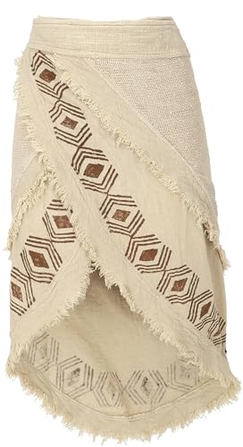 GURU SHOP Goa Wickelrock, Tribal Lagenlook Rock, Rock, Damen, Helles Beige, Baumwolle, Size:One Size von GURU SHOP