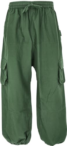 GURU SHOP Goahose, Herren Yoga Hose, Bequeme Freizeithose - Olive Grün, Baumwolle, Size:L/XL von GURU SHOP