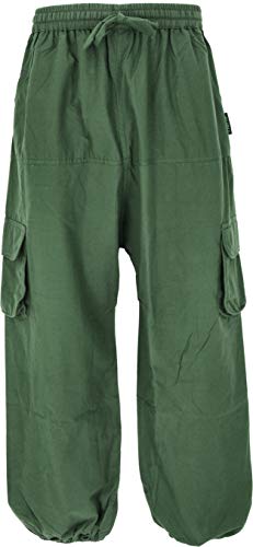 GURU SHOP Goahose, Herren Yoga Hose, Bequeme Freizeithose, Olive Grün, Baumwolle, Size:S/M (50) von GURU SHOP