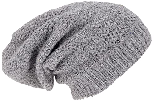 GURU SHOP Handgestrickte Lange Beanie Mütze, Gefütterte Wollmütze, Herren/Damen, Grau, Wolle, Size:One Size von GURU SHOP