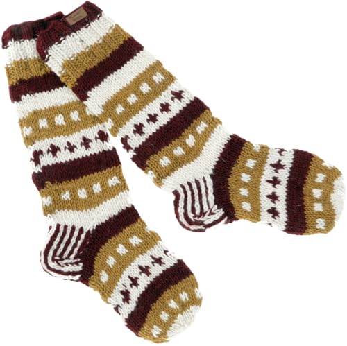 GURU SHOP Handgestrickte Schafwollsocken, Nepal Socken - Caramel, Herren/Damen, Wolle, Size:M (37-39) von GURU SHOP