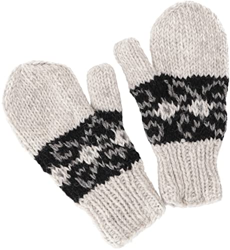 GURU SHOP Handschuhe aus Wolle, Fauster, Handgestrickte Fausthandschuhe aus Nepal - Hellgrau, Herren/Damen, Size:One Size von GURU SHOP