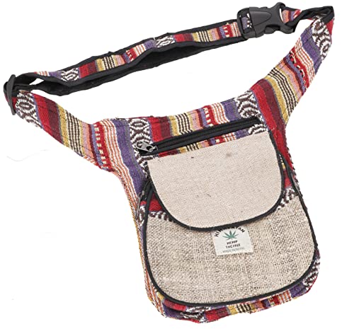 GURU SHOP Hanf Ethno Sidebag, Nepal Gürteltasche - Modell 14, Herren/Damen, Violett, Baumwolle, Size:One Size, 25x20x4 cm, Festival- Bauchtasche Hippie von GURU SHOP