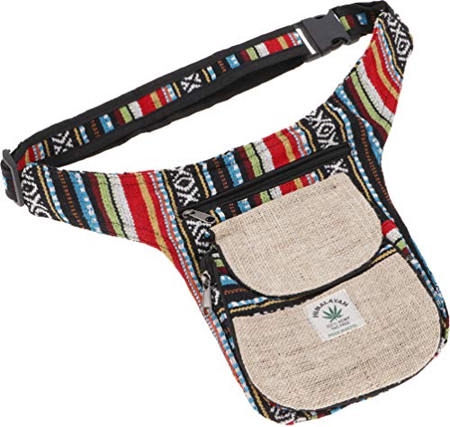 GURU SHOP Hanf Ethno Sidebag, Nepal Gürteltasche - Modell 4, Herren/Damen, Mehrfarbig, Baumwolle, Size:One Size, 25x20x4 cm, Festival- Bauchtasche Hippie von GURU SHOP