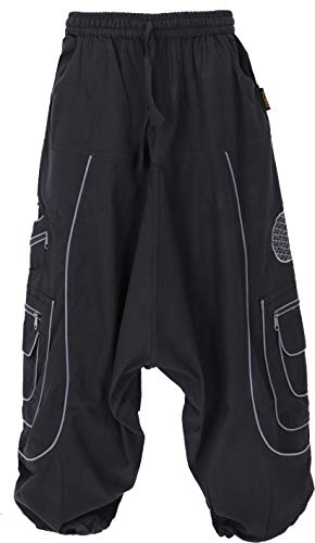 GURU SHOP Haremshose, Pluderhose, Pumphose, Aladinhose, Schwarz, Baumwolle, Size:L/XL (54) von GURU SHOP