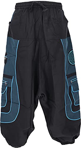 GURU SHOP Haremshose, Pluderhose, Pumphose, Aladinhose, Schwarz/blau, Baumwolle, Size:L/XL (54) von GURU SHOP