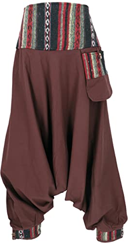 GURU SHOP Haremshose, Pluderhose, Pumphose, Aladinhose mit Webbund, Damen, Coffee, Baumwolle, Size:40 von GURU SHOP