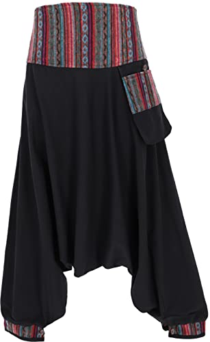 GURU SHOP Haremshose, Pluderhose, Pumphose, Aladinhose mit Webbund, Damen, Schwarz, Baumwolle, Size:40 von GURU SHOP