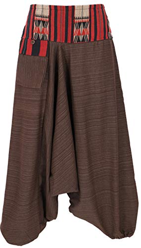 GURU SHOP Haremshose, Thai Pluderhose, Goahose mit Webbund, Damen, Braun, Baumwolle, Size:38 von GURU SHOP