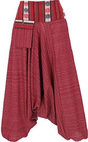 GURU SHOP Haremshose, Thai Pluderhose, Goahose mit Webbund, Damen, Wine, Baumwolle, Size:38 von GURU SHOP