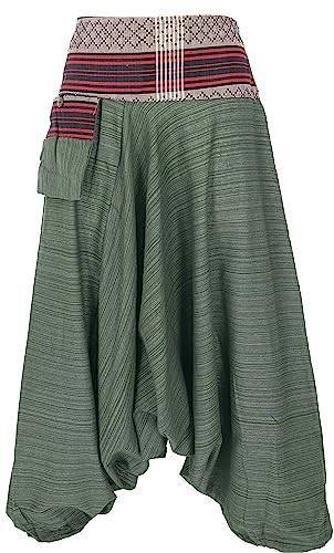 GURU SHOP Haremshose, Thai Pluderhose, Goahose mit Webbund - Olivegrün, Damen, Baumwolle GURU SHOP Haremshose, Thai Pluderhose, Goahose mit Webbund - Olivegrün, Damen, Baumwolle von GURU SHOP