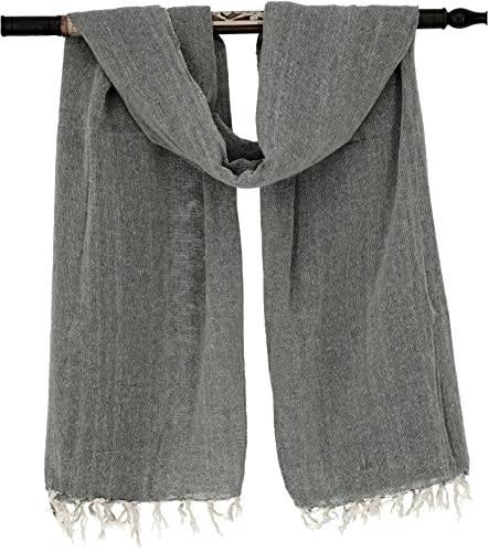 GURU SHOP Indisches Baumwolltuch, Leichter Schal, Sarong, Strandtuch, Herren/Damen, Grau, Baumwolle, Size:One Size, 190x100 cm von GURU SHOP