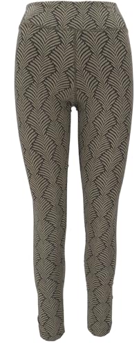 GURU SHOP Jacquard Yoga-Hose, Yoga Leggings Bio-Baumwolle - Olive/schwarz, Damen, Size:L von GURU SHOP