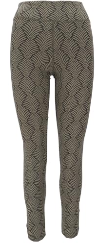 GURU SHOP Jacquard Yoga-Hose, Yoga Leggings Bio-Baumwolle, Olive/schwarz, Size:L (38) von GURU SHOP