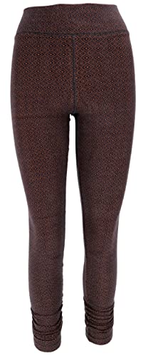 GURU SHOP Jacquard Yoga-Hose, Yoga Leggings Bio-Baumwolle, Blau/Caramel, Size:XL (40) von GURU SHOP