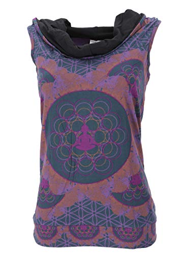 GURU SHOP Kapuzen Mandala Tank Top, Goa Festivaltop, Rost/Violet, Baumwolle, Size:M/L (38/40) von GURU SHOP