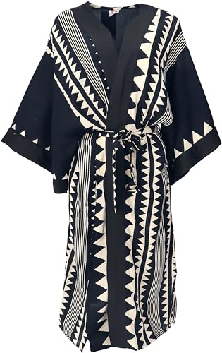 GURU SHOP Kimono, Oversize Kimono Mantel, Kimonokleid - schwarz/beige/Kimono von GURU SHOP