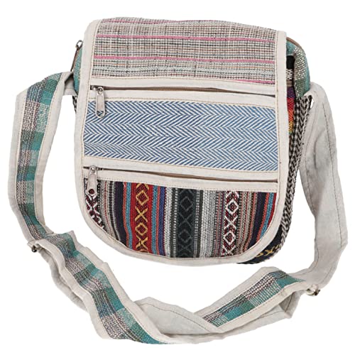 GURU SHOP Kleine Hanftasche Schultertasche, Boho Ethnotasche, Goa Tasche - Modell 4, Herren/Damen, Mehrfarbig, Size:One Size, 24x22x8 cm, Alternative Umhängetasche, Handtasche aus Stoff von GURU SHOP