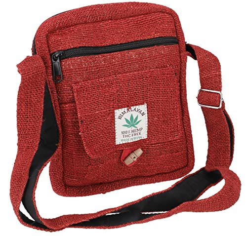 GURU SHOP Kleine Hanftasche aus Nepal - Rost, Herren/Damen, Rot, Size:One Size, 20x16x4 cm, Alternative Umhängetasche, Handtasche aus Stoff von GURU SHOP