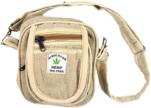 GURU SHOP Kleine Natürliche Schultertasche, Goa Tasche - Hanftasche Schwaz/natur, Herren/Damen, Schwarz, Baumwolle, Size:One Size, 25x28x4 cm, Alternative Umhängetasche, Handtasche aus Stoff von GURU SHOP