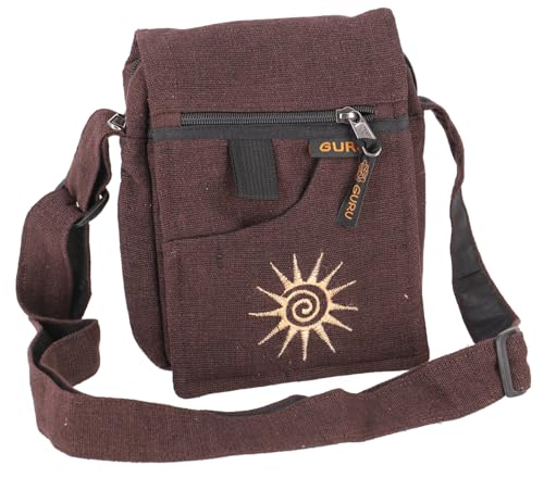 GURU SHOP Kleine Schultertasche, Passporttasche - Braun, Herren/Damen, Baumwolle, Size:One Size, 20x14x5 cm, Alternative Umhängetasche, Handtasche aus Stoff von GURU SHOP