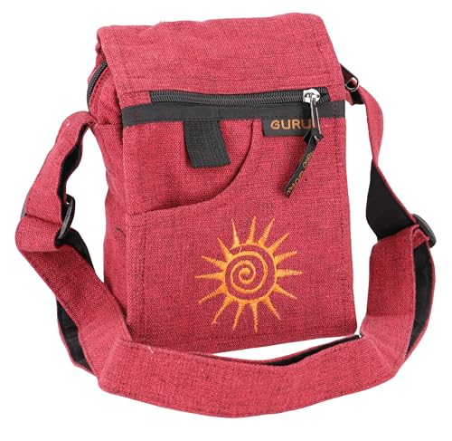 GURU SHOP Kleine Schultertasche, Passporttasche - Rot, Herren/Damen, Baumwolle, Size:One Size, 20x14x5 cm, Alternative Umhängetasche, Handtasche aus Stoff von GURU SHOP