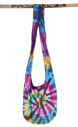 GURU SHOP Kleiner Batik Beutel, Hippie Tasche, Goa Schulterbeutel - Flieder, Herren/Damen, Mehrfarbig, Baumwolle, Size:One Size, 30x28x15 cm, Alternative Umhängetasche, Handtasche aus Stoff von GURU SHOP