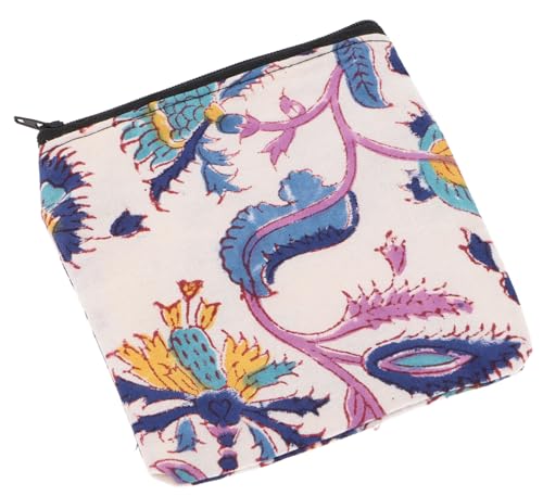 GURU SHOP Kleiner Geldbeutel, Kosmetiktasche aus Blockdruck Stoff - Modell 12, Unisex - Erwachsene, Baumwolle, 12x14x1 cm von GURU SHOP