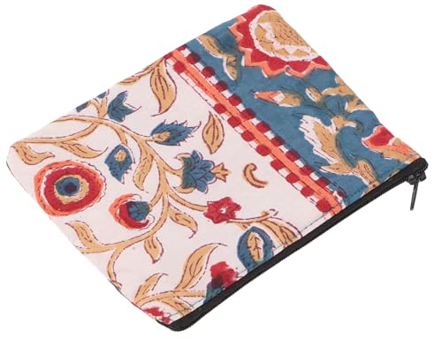 GURU SHOP Kleiner Geldbeutel, Kosmetiktasche aus Blockdruck Stoff - Modell 14, Unisex - Erwachsene, Baumwolle, 12x14x1 cm von GURU SHOP