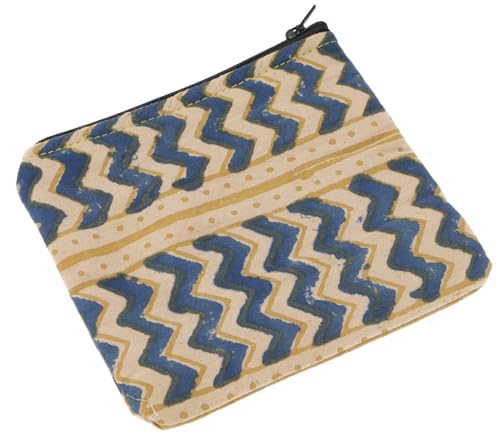 GURU SHOP Kleiner Geldbeutel, Kosmetiktasche aus Blockdruck Stoff - Modell 9, Unisex - Erwachsene, Baumwolle, 12x14x1 cm von GURU SHOP