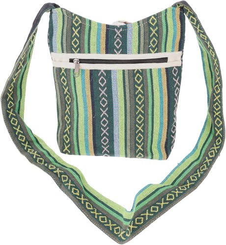 GURU SHOP Kleiner Schulterbeutel, Boho Schultertasche, Tasche im Ethnostyle - Grün, Unisex - Erwachsene, Baumwolle, 25x25x12 cm GURU SHOP Kleiner Schulterbeutel, Boho Schultertasche, Tasche im Ethnostyle - Grün, Unisex - Erwachsene, Baumwolle, 25x25x12 cm von GURU SHOP