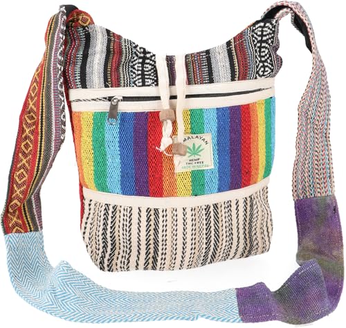 GURU SHOP Kleiner Schulterbeutel, Patchwork Boho Tasche - Modell 4, Unisex - Erwachsene, Hanf, 27x25x10 cm von GURU SHOP