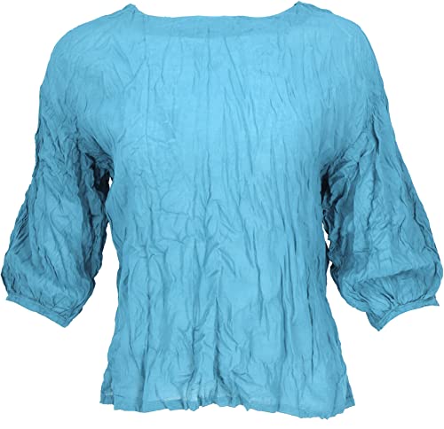 GURU SHOP Krinkelbluse, Blusenshirt, Crash Blusentop, Damen, Hellblau, Baumwolle, Size:38 von GURU SHOP