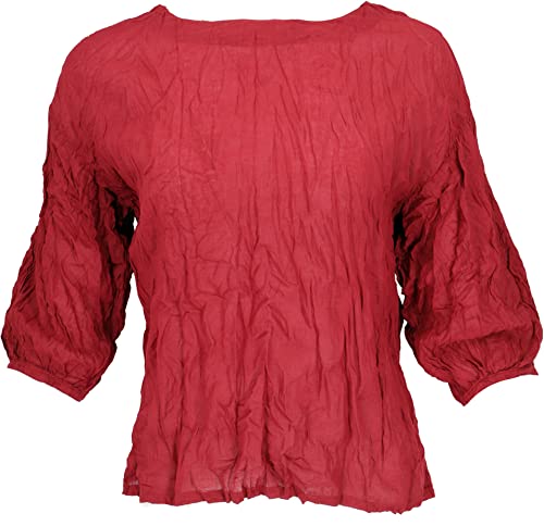 GURU SHOP Krinkelbluse, Blusenshirt, Crash Blusentop, Damen, Rot, Baumwolle, Size:38 von GURU SHOP