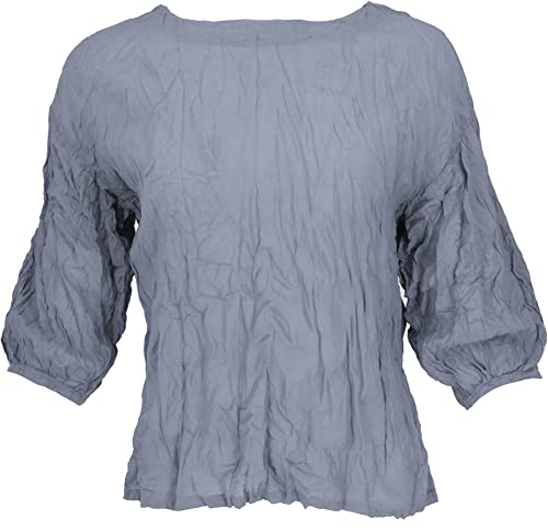 GURU SHOP Krinkelbluse, Blusenshirt, Crash Blusentop, Damen, Taubengrau, Baumwolle, Size:38 von GURU SHOP