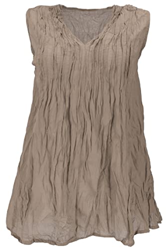 GURU SHOP Krinkelbluse, Blusentunika, Krinkelbluse, Damen, Camel, Baumwolle, Size:40 von GURU SHOP