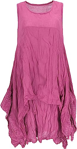 GURU SHOP Krinkelkleid, Lagenkleid, Midikleid, Sommerkleid für Starke Frauen, Strandkleid, Damen, Altrosa, Baumwolle, Size:44 von GURU SHOP