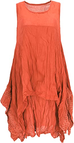 GURU SHOP Krinkelkleid, Lagenkleid, Midikleid, Sommerkleid für Starke Frauen, Strandkleid, Damen, Orange, Baumwolle, Size:44 von GURU SHOP